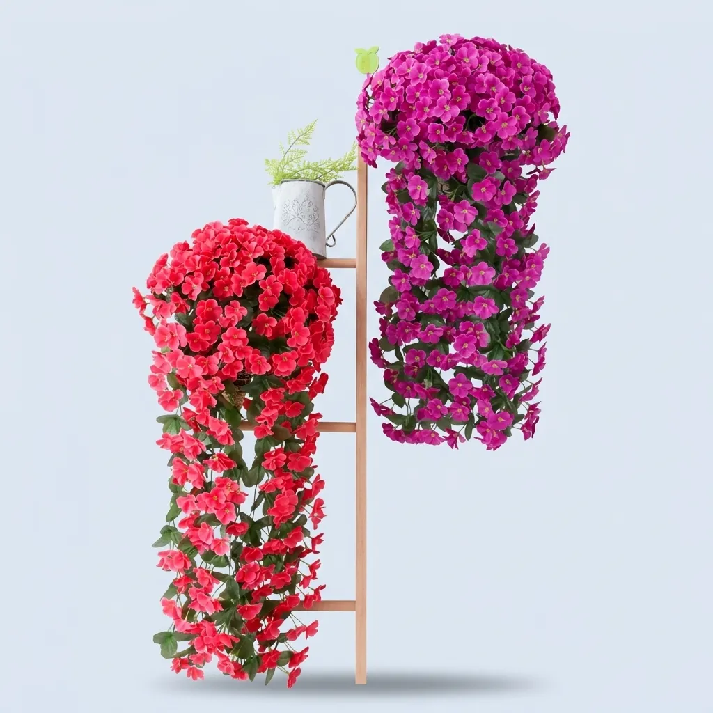 Plante suspendue artificielle à fleurs roses et violettes, décoration — best